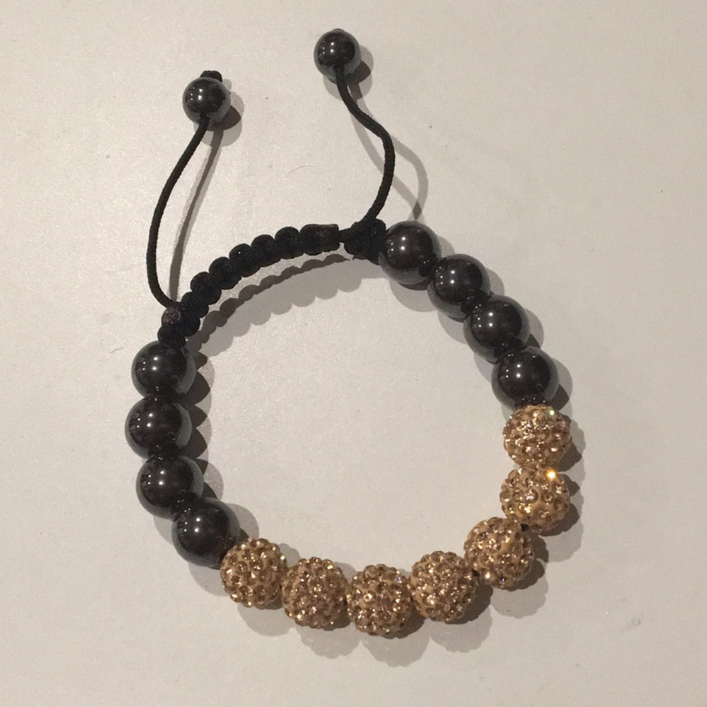 Rose gold and black puta shamballa bracelet